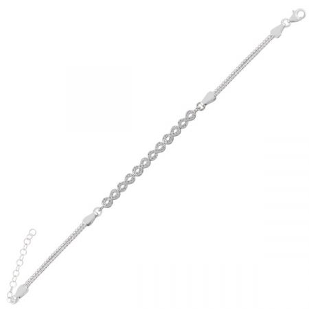 Bratara Infinity reglabila din argint 925 cu zirconii si lant dublu