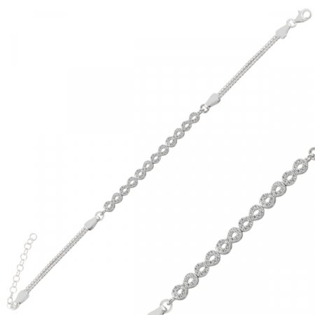 Bratara Infinity reglabila din argint 925 cu zirconii si lant dublu [1]