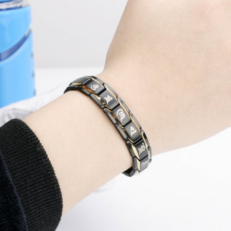 Bratara inox argintie cu magneti, turmalina, germaniu si anioni [4]