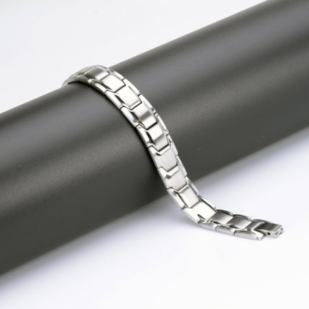 Bratara inox argintie cu magneti, turmalina, germaniu si anioni [3]