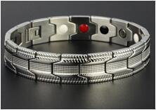 Bratara inox argintie cu magneti, turmalina, germaniu si anioni [5]