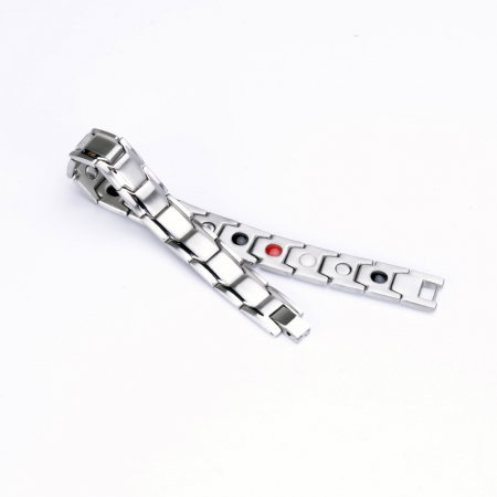 Bratara inox argintie cu magneti, turmalina, germaniu si anioni [2]