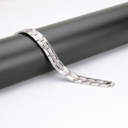 Bratara inox argintie cu magneti, turmalina, germaniu si anioni [4]