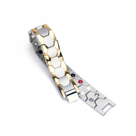 Bratara inox argintie cu magneti, turmalina, germaniu si anioni [6]