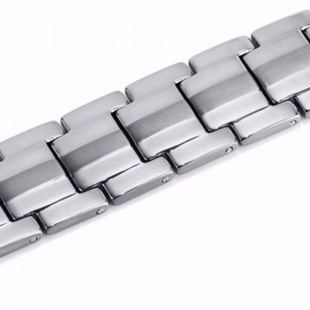 Bratara inox argintie cu magneti, turmalina, germaniu si anioni [8]