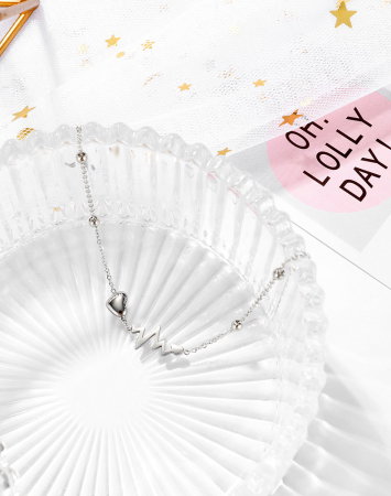 Bratara inox argintie cu simbol puls si inima – Energie si emotie pura [4]