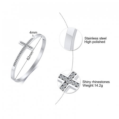 Bratara inox au roz cruce cu zirconii [4]