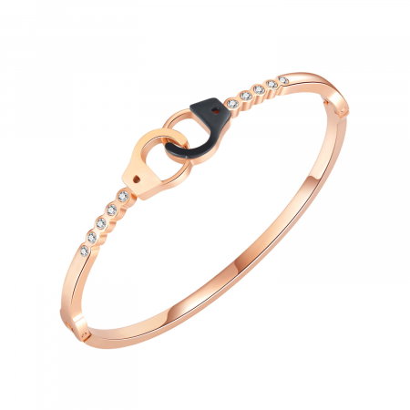 Bratara inox aur roz catuse cu zirconii