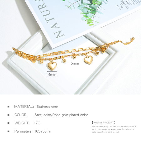 Bratara inox aurie cu inimioare – Eleganta si stralucire calda [5]