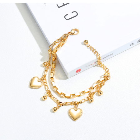 Bratara inox aurie cu inimioare – Eleganta si stralucire calda [4]