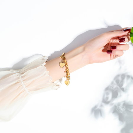 Bratara inox aurie cu inimioare – Stralucire si feminitate delicata [7]