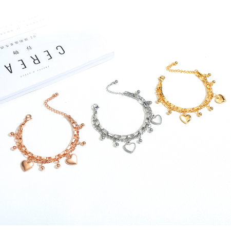 Bratara inox aurie cu inimioare – Stralucire si feminitate delicata [5]