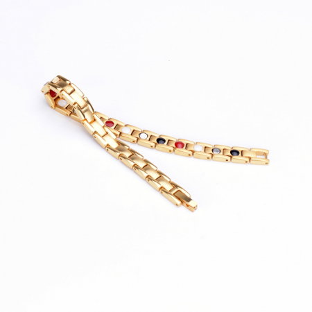 Bratara inox aurie cu magneti, turmalina, germaniu si anioni [2]