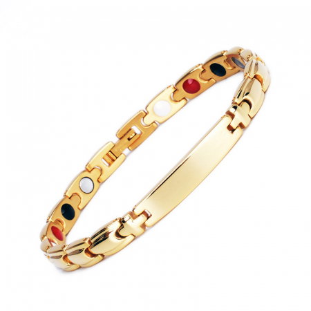 Bratara inox aurie cu magneti, turmalina, germaniu si anioni [1]