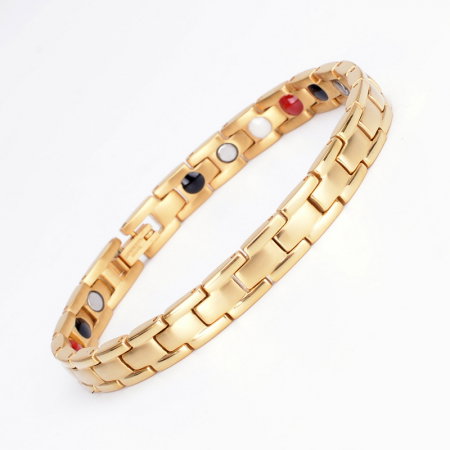 Bratara inox aurie cu magneti, turmalina, germaniu si anioni [7]