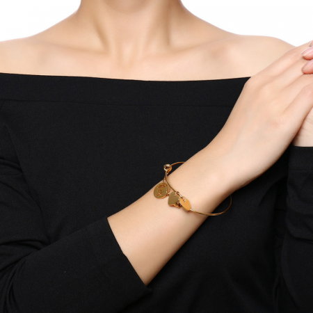 Bratara inox aurita Family cu inimioare si banut [2]