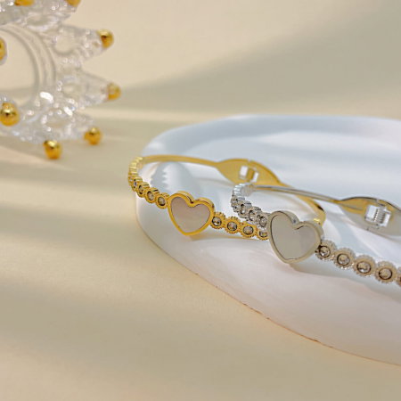 Bratara inox auriu inima cu abalone si zirconii [3]