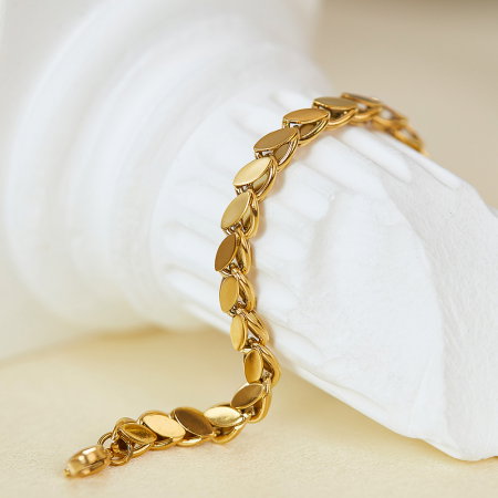 Bratara inox auriu reglabila Sirag de Frunze [2]