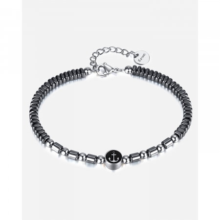 Bratara inox cu hematit si ancora [14]