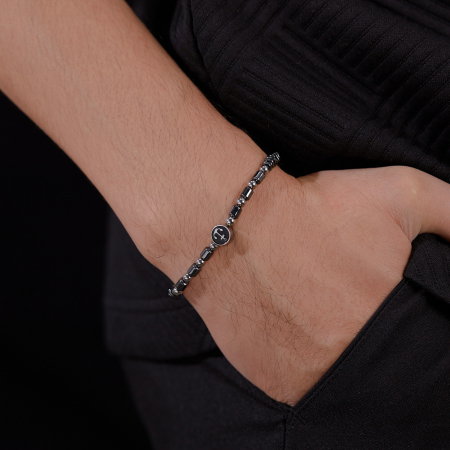 Bratara inox cu hematit si ancora [6]