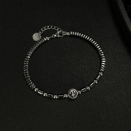 Bratara inox cu hematit si ancora [2]