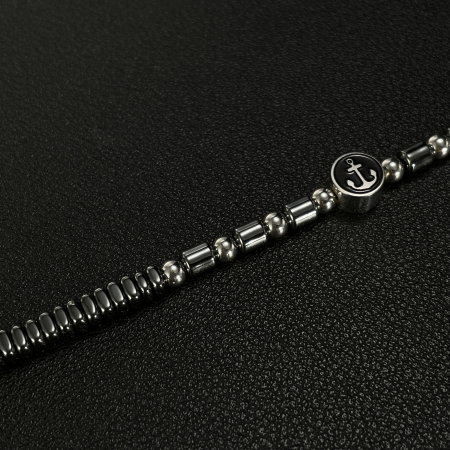 Bratara inox cu hematit si ancora [11]