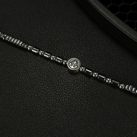 Bratara inox cu hematit si ancora [5]