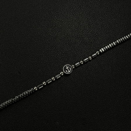 Bratara inox cu hematit si ancora [12]