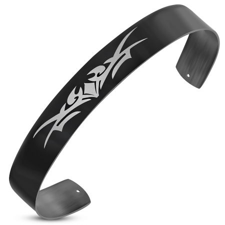 Bratara neagra din inox cu motive tribale BSL3379