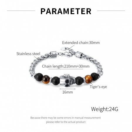 Bratara inox cu Ochi de Tigru si Craniu [7]