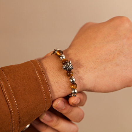 Bratara inox cu Ochi de Tigru si Cap de Leopard [10]