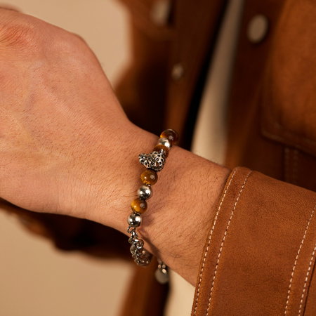 Bratara inox cu Ochi de Tigru si Cap de Leopard [3]