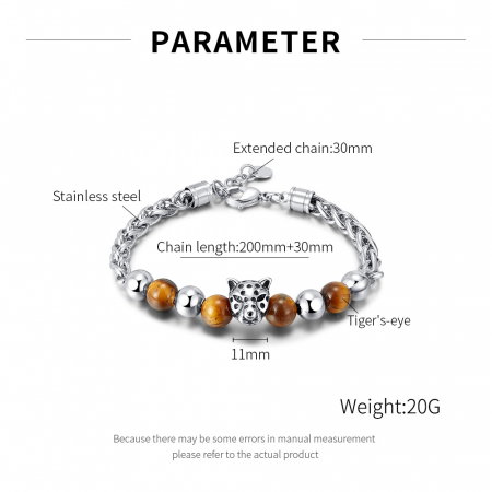 Bratara inox cu Ochi de Tigru si Cap de Leopard [5]