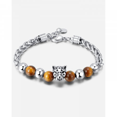 Bratara inox cu Ochi de Tigru si Cap de Leopard [13]