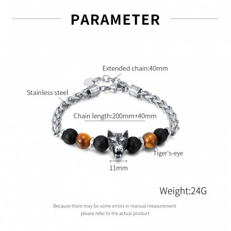 Bratara inox cu Ochi de Tigru si Cap de Lup [6]