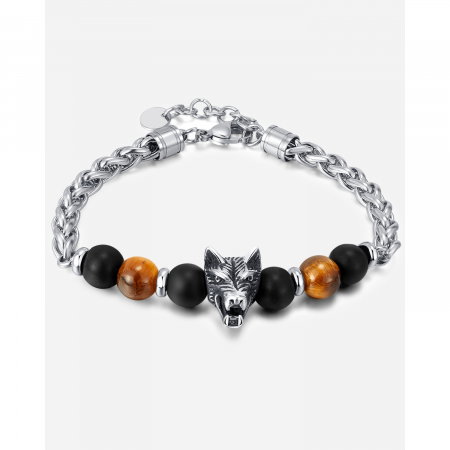 Bratara inox cu Ochi de Tigru si Cap de Lup [14]