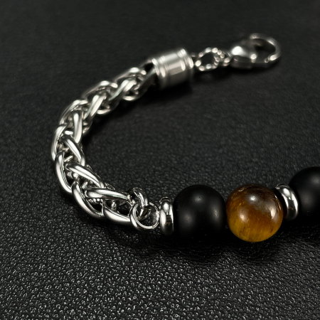 Bratara inox cu Ochi de Tigru si Cap de Lup [12]