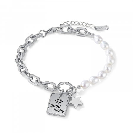 Bratara inox cu perle Lucky