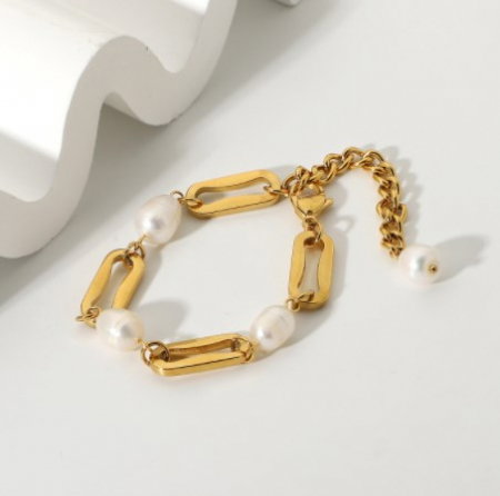 Bratara inox cu perle naturale si zale lungi [1]