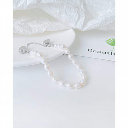 Bratara inox cu perle si inimioare [3]