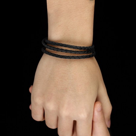 Bratara / Colier din piele neagra impletita cu inchidere magnetica, BSTF0006 [1]
