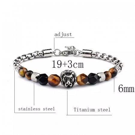 Bratara inox cu pietre semipretioase si Cap de Leu [2]