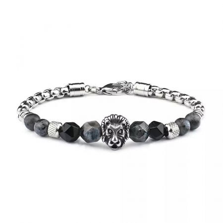 Bratara inox cu pietre semipretioase si Cap de Leu