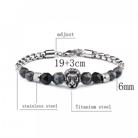 Bratara inox cu pietre semipretioase si Cap de Leu [2]