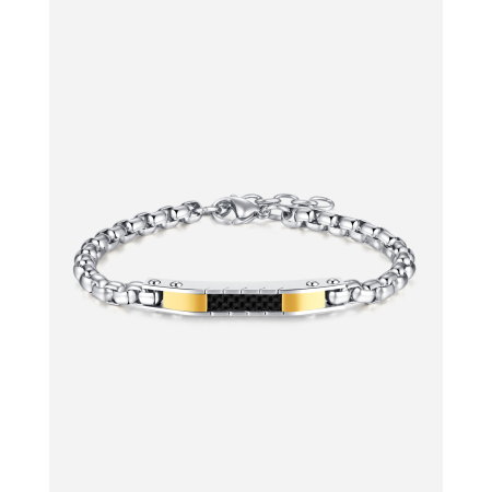 Bratara Unisex din inox cu placata aurie si fibra de carbon – Eleganta moderna [14]