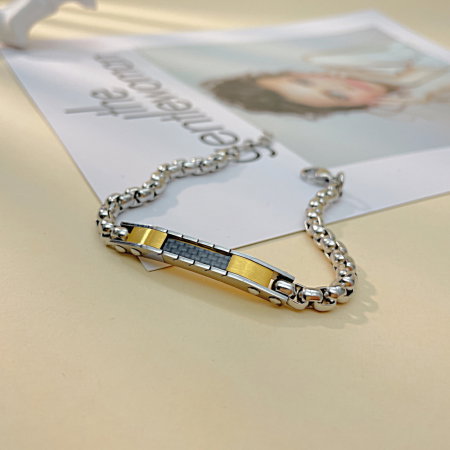 Bratara Unisex din inox cu placata aurie si fibra de carbon – Eleganta moderna [13]