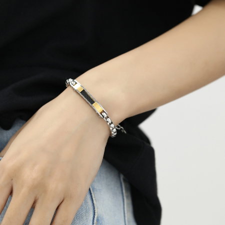 Bratara Unisex din inox cu placata aurie si fibra de carbon – Eleganta moderna [7]