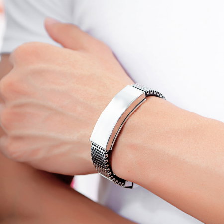 Bratara inox cu placuta argintie si magneti [1]