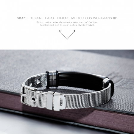 Bratara inox cu placuta neagra si cruce decupata [11]