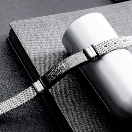 Bratara inox cu placuta neagra si cruce decupata [5]